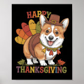 Thanksgiving Corgi Dog Turkey  ポスター (正面)