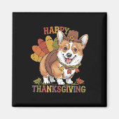 Thanksgiving Corgi Dog Turkey  マグネット (正面)