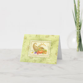 Thanksgiving Cornucopia Autumn Blank NoteCard サンキューカード
