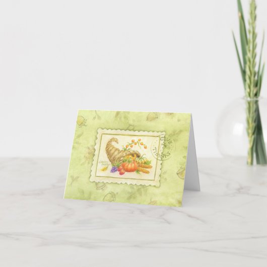 Thanksgiving Cornucopia Autumn Blank NoteCard サンキューカード (正面)