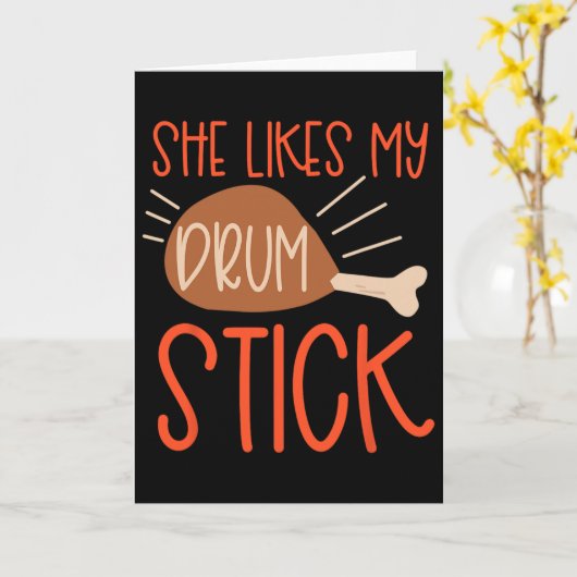 Thanksgiving Couples Turkey Breast She Likes My Dr カード (黄色い花)