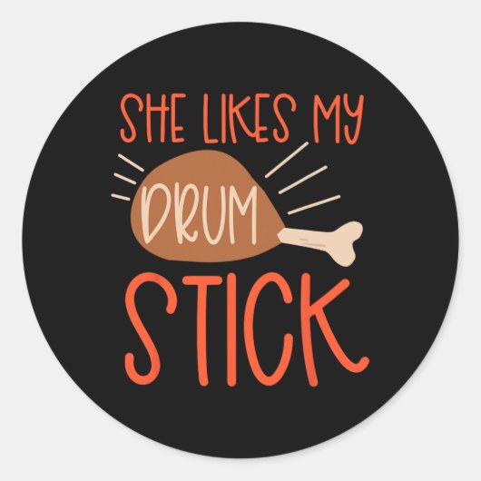 Thanksgiving Couples Turkey Breast She Likes My Dr ラウンドシール (正面)