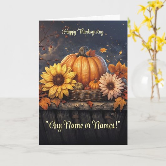 Thanksgiving Custom Name or Names Pretty Fall カード (黄色い花)