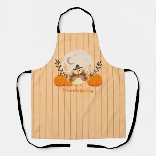 Thanksgiving Cute Orange Turkey Pumpkin  エプロン (正面)