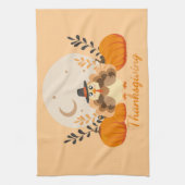 Thanksgiving Cute Orange Turkey Pumpkin  キッチンタオル (縦)