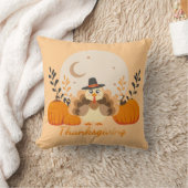 Thanksgiving Cute Orange Turkey Pumpkin  クッション (ブランケット)