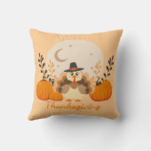Thanksgiving Cute Orange Turkey Pumpkin  クッション (裏面)