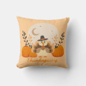 Thanksgiving Cute Orange Turkey Pumpkin  クッション (正面)