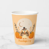 Thanksgiving Cute Orange Turkey Pumpkin  紙コップ (裏面)