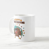 Thanksgiving Dabbing Turkey コーヒーマグカップ (正面左)