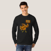 Thanksgiving Dabbing Turkey Eat Pizza Adult Vegan  Tシャツ (正面フル)