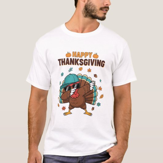 Thanksgiving Dabbing Turkey Tシャツ (正面)