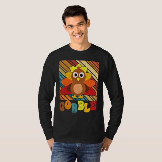 Thanksgiving Day Cute Turkey Gravy Groovy Gobble F Tシャツ (正面フル)