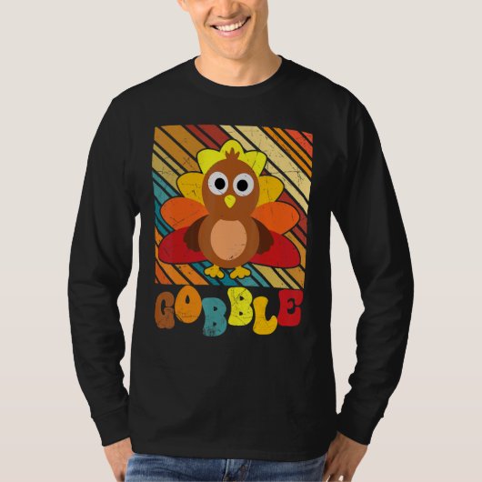 Thanksgiving Day Cute Turkey Gravy Groovy Gobble F Tシャツ (正面)