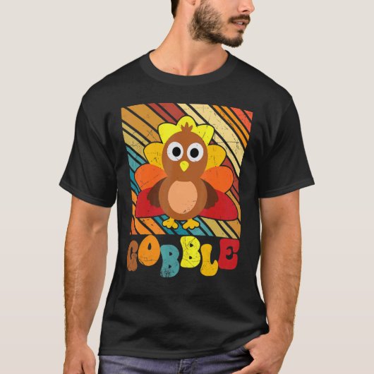 Thanksgiving Day Cute Turkey Gravy Groovy Gobble F Tシャツ (正面)