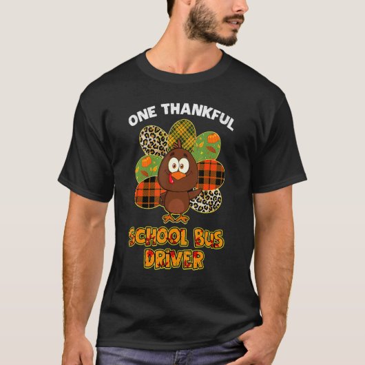 Thanksgiving Day One Thankful School Bus Driver Cu Tシャツ (正面)