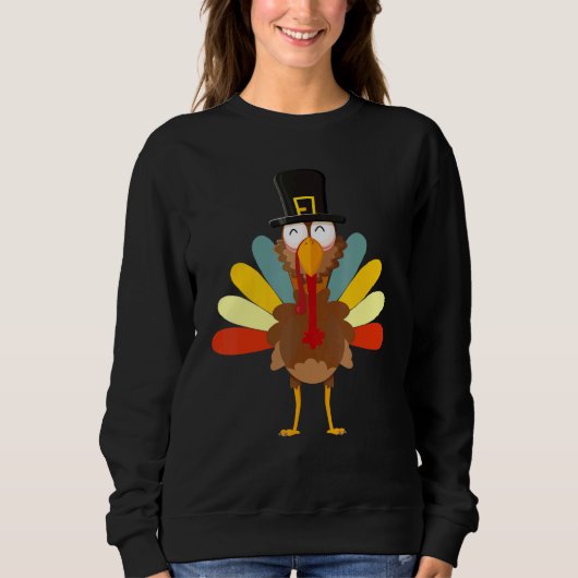 Thanksgiving Day Turkey colorful Boys Girls スウェットシャツ (正面)