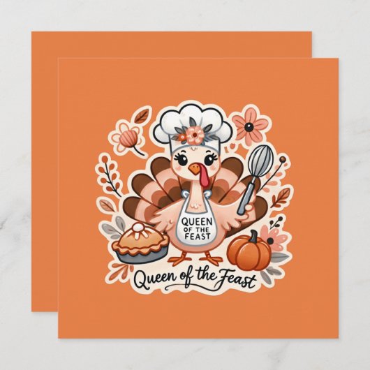 Thanksgiving Day Turkey - Queen of the Feast 招待状 (正面/裏面)