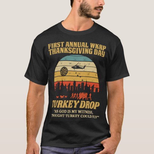 Thanksgiving Day wkrp Turkey Drop T Shirts T-Shirt Tシャツ (正面)