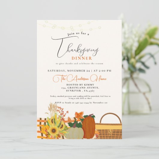Thanksgiving Dineer fall Pumpkin Turkey party   招待状 (スタンド正面)