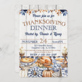 Thanksgiving Dinner 家族 友達 招待状 (正面/裏面)