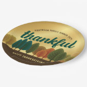 Thanksgiving Dinner Autumn Trees Gold Paper plate ペーパープレート (アングル)