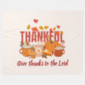 THANKSGIVING DINNER Church Service Invitation フリースブランケット (正面(横))