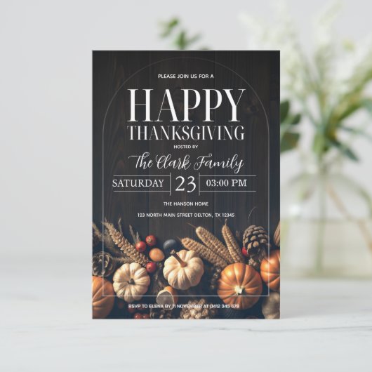 Thanksgiving Dinner Harvest Pumpkin Party 招待状 (スタンド正面)