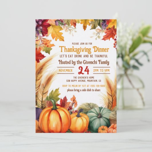 Thanksgiving Dinner Invitation 招待状 (スタンド正面)