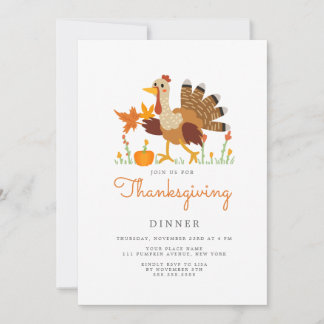 Thanksgiving Dinner Invitation Flat Card シーズンカード