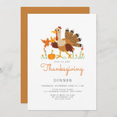 Thanksgiving Dinner Invitation Flat Card シーズンカード (正面/裏面)
