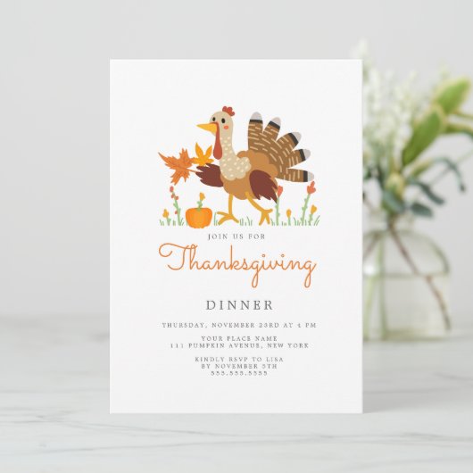 Thanksgiving Dinner Invitation Flat Card シーズンカード (スタンド正面)