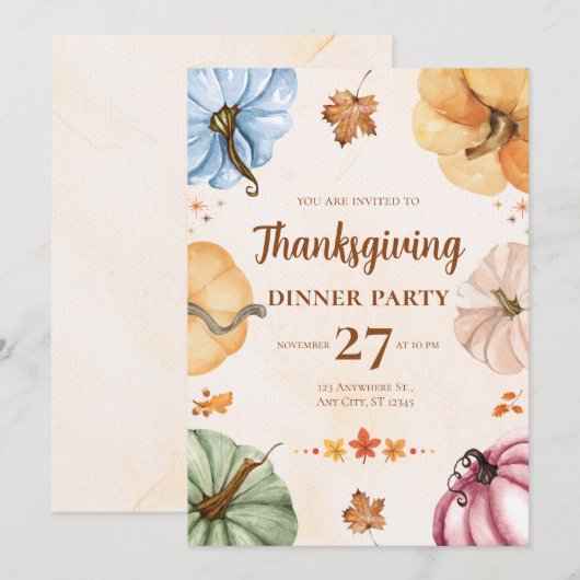 Thanksgiving Dinner Invitation - Let’s Gather Pump シーズンカード (正面/裏面)