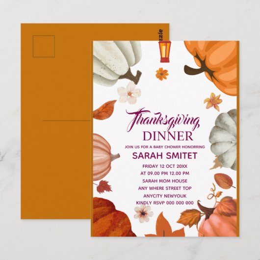 Thanksgiving Dinner Invitation | Let's Gather Invi ポストカード (正面/裏面)