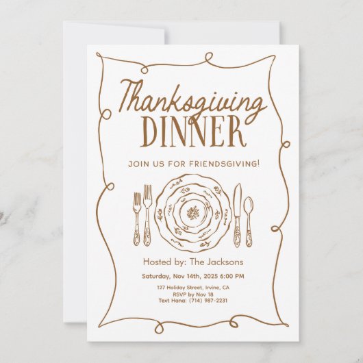 Thanksgiving Dinner Invitation Vintage 招待状 (正面)