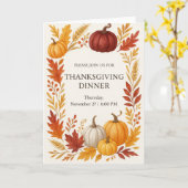 Thanksgiving Dinner Invitation Watercolor Pumpkins カード (黄色い花)