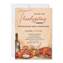 Thanksgiving Dinner invitation with Autumn Feast 