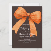 Thanksgiving dinner orange bow bistre brown 招待状 (正面)