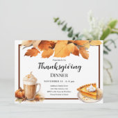 Thanksgiving Dinner pie Horizontal Invitation 招待状 (スタンド正面)