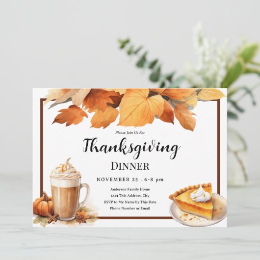 Thanksgiving Dinner pie Horizontal Invitation 招待状 (スタンド正面)