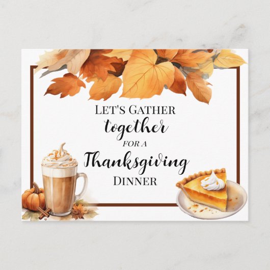 Thanksgiving Dinner Pie Invitation ポストカード (正面)