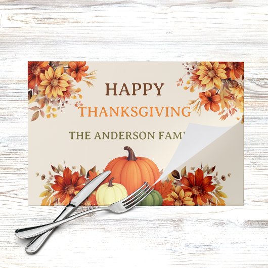 Thanksgiving dinner pumpkin orange placemats ペーパーパッド