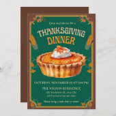 Thanksgiving Dinner Pumpkin pie Brown  招待状 (正面/裏面)
