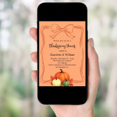 Thanksgiving dinner pumpkins bow atomic tangerine 招待状