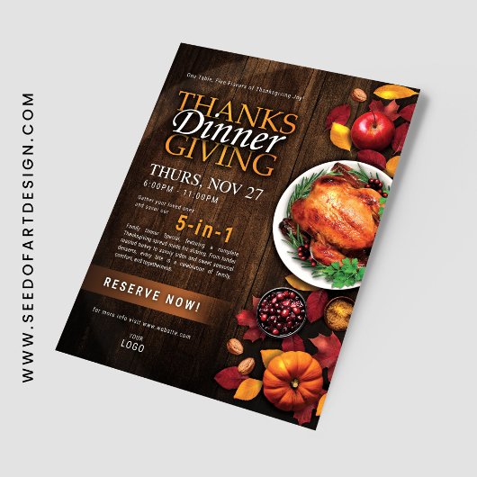 Thanksgiving Dinner Restaurant Special Event Flyer チラシ
