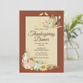 Thanksgiving Dinner Rustic Watercolor Invitation 招待状 (スタンド正面)