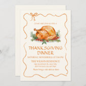 Thanksgiving Dinner Turkey 招待状 (正面/裏面)