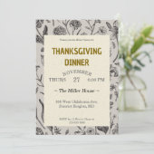 Thanksgiving Dinner Vintage Botanicals Custom 招待状 (スタンド正面)