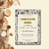 Thanksgiving Dinner Vintage Botanicals Custom 招待状