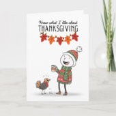 Thanksgiving Doodle Card with Coffee & Turkey カード (正面)